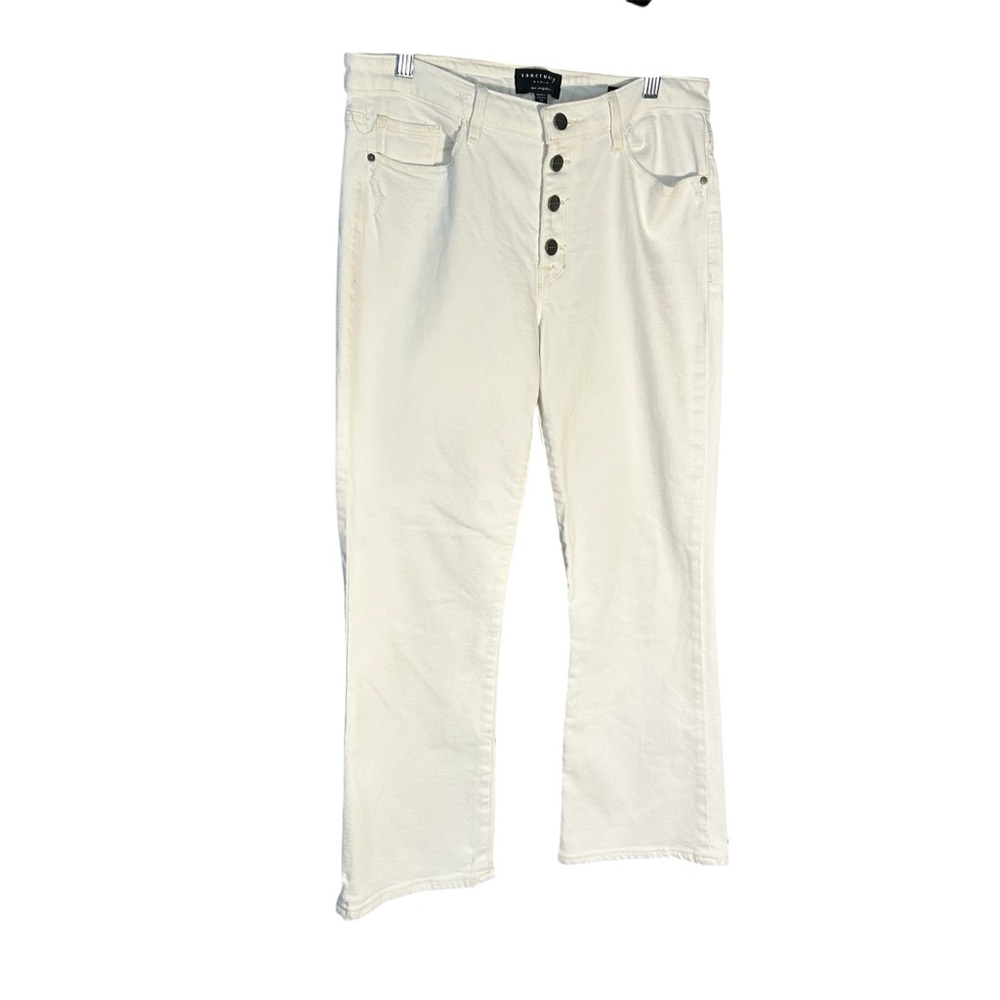 Sanctuary White Connector Kick Crop Denim Jeans Sz 8
